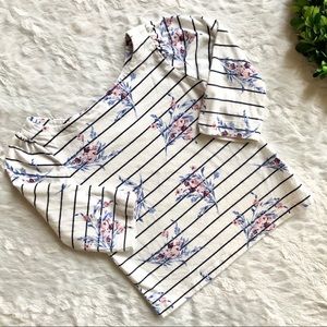 Janie and Jack Striped Floral 3/4 Sleeve Top